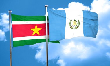 Surinam bayrak Guatemala bayrağı, 3d render ile