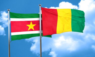 Surinam bayrak Gine bayrağı, 3d render ile