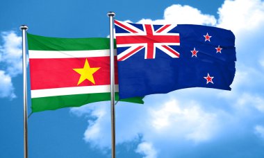 Surinam bayrak Yeni Zelanda bayrağı, 3d render ile