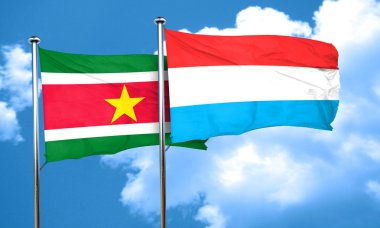 Surinam bayrak Lüksemburg bayrağı, 3d render ile