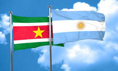 Surinam bayrak Arjantin bayrağı, 3d render ile