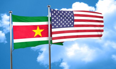 Surinam bayrak Amerikan bayrağı, 3d render ile