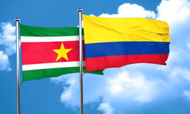 Surinam bayrak Kolombiya bayrak, 3d render ile