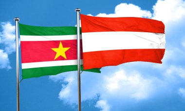 Surinam bayrak Avusturya bayrağı, 3d render ile
