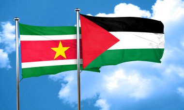 Surinam bayrak Palestine bayrak, 3d render ile