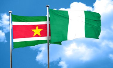 Surinam bayrak Nijerya bayrak, 3d render ile