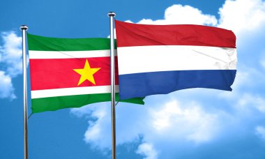 Surinam bayrak Hollanda bayrağı, 3d render ile