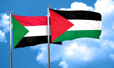 Palestine bayrak, 3d render ile Sudan bayrağı