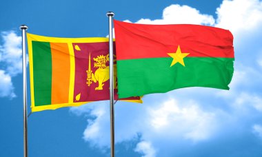 Burkina Faso bayrak, 3d render ile Sri lanka bayrağı