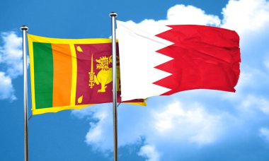 Sri lanka bayrağı ile Bahreyn bayrağı, 3d render