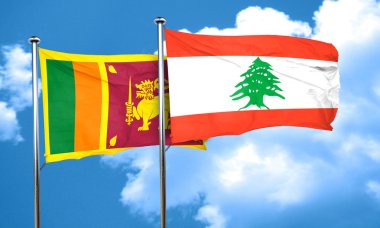 Lübnan bayrağı, 3d render ile Sri lanka bayrağı