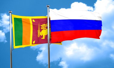Sri lanka bayrak Rusya bayrağı, 3d render ile