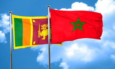 Sri lanka bayrağı Fas bayrak, 3d render ile