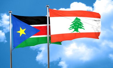 Lübnan bayrağı, 3d render ile Güney sudan bayrağı