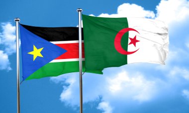 Cezayir bayrağı, 3d render ile Güney sudan bayrağı