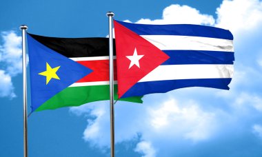 Güney sudan bayrağı Küba bayrağı, 3d render ile