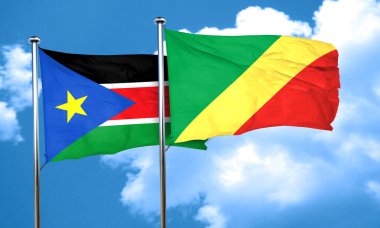 Kongo bayrak, 3d render ile Güney sudan bayrağı