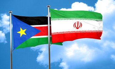 Güney sudan bayrağı Iran bayrağı, 3d render ile