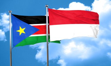 Endonezya bayrağı, 3d render ile Güney sudan bayrağı