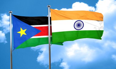 Güney sudan bayrağı Hindistan bayrağı, 3d render ile