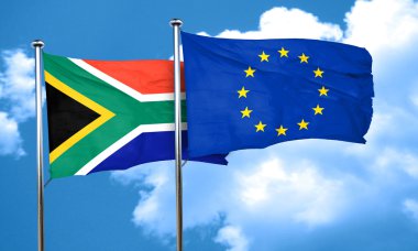 Avrupa Birliği bayrağı, 3d render ile Güney Afrika bayrağı