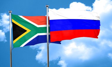 Güney Afrika bayrak Rusya bayrağı, 3d render ile