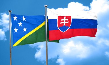 Solomon Adaları bayrağı ile Slovakya bayrağı, 3d render