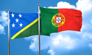 Solomon Adaları bayrağı Portekiz bayrağı, 3d render ile