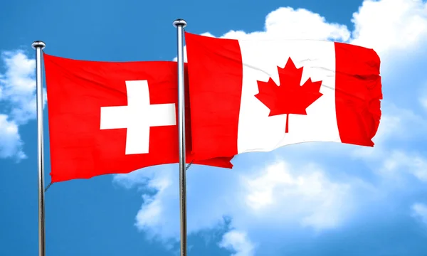 Bandiera svizzera con bandiera Canada, rendering 3D — Foto Stock