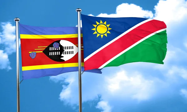 Vlag van Swaziland met de vlag van Namibië, 3D-rendering — Stockfoto