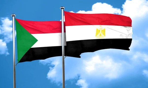 Egyiptom, Szudán zászló zászló, 3d-leképezés — Stock Fotó