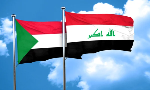苏丹国旗与伊拉克国旗，3d 渲染 — 图库照片
