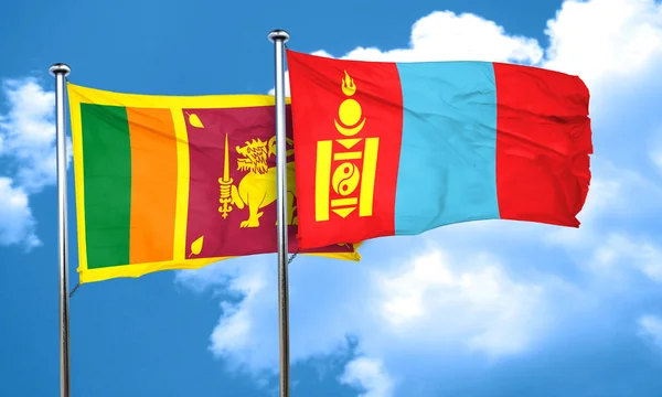 Drapeau Sri lanka avec drapeau Mongolie, rendu 3D — Photo