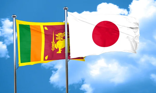 Bandiera Sri Lanka con bandiera Giappone, rendering 3D — Foto Stock