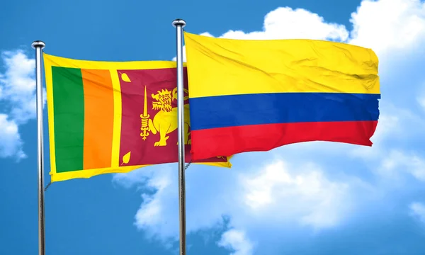 Bandiera Sri Lanka con bandiera Colombia, rendering 3D — Foto Stock