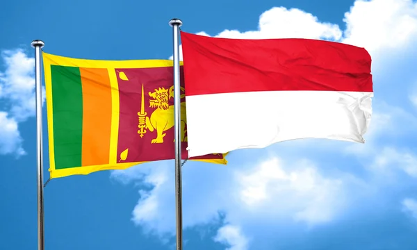 Флаг Шри-Ланки с флагом Индонезии, 3D рендеринг — стоковое фото