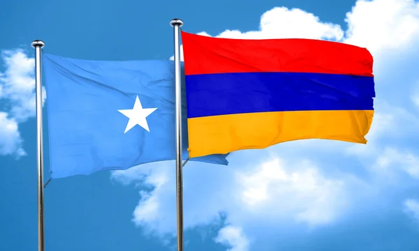 Σημαία της Σομαλίας με την Αρμενία σημαία, 3d rendering — Φωτογραφία Αρχείου