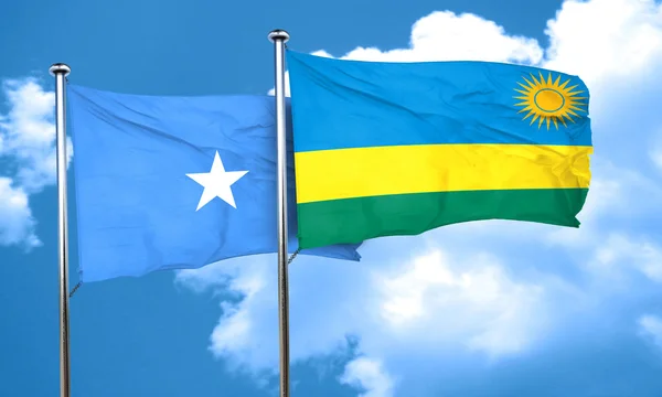 Somaliafahne mit ruandischer Flagge, 3D-Darstellung — Stockfoto