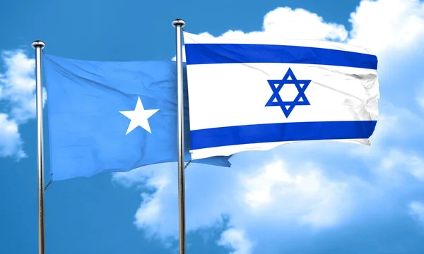 Vlajka Somálsko vlajky s Izraelem, 3d vykreslování — Stock fotografie