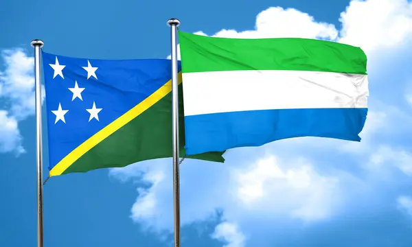Bandera de las Islas Salomón con bandera de Sierra Leona, representación 3D — Foto de Stock