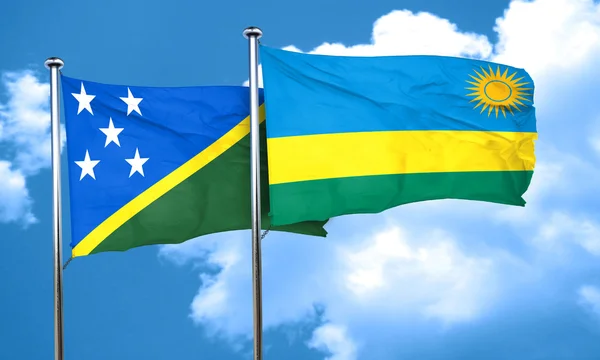 Flagge der Salomonen mit ruandischer Flagge, 3D-Darstellung — Stockfoto
