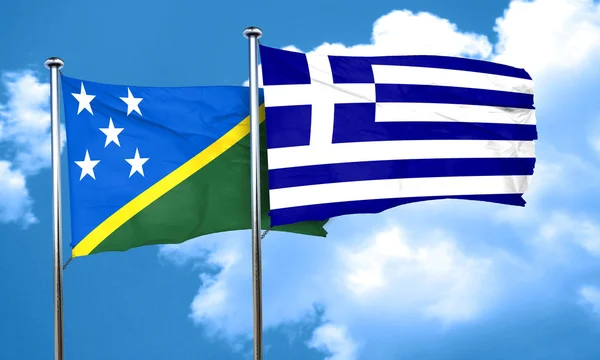 Νήσοι Σολομώντος σημαία με τη σημαία της Ελλάδας, 3d rendering — Φωτογραφία Αρχείου