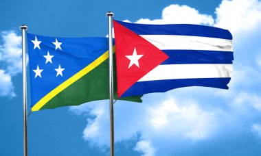 Solomon Adaları bayrağı Küba bayrağı, 3d render ile