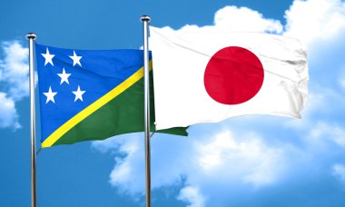 Solomon Adaları bayrağı Japonya bayrağı, 3d render ile