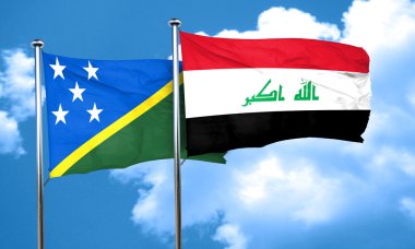 Solomon Adaları bayrağı Irak bayrağı, 3d render ile