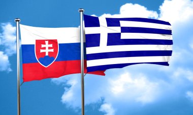 Yunanistan bayrağı, 3d render ile Slovakya bayrağı
