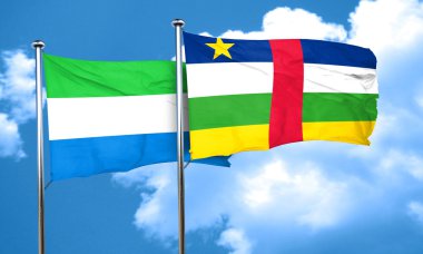 Orta Afrika Cumhuriyeti bayrağı, 3d renderi ile Sierra Leone bayrak
