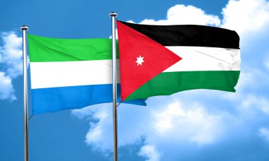 Sierra Leone bayrak Jordan bayrak, 3d render ile