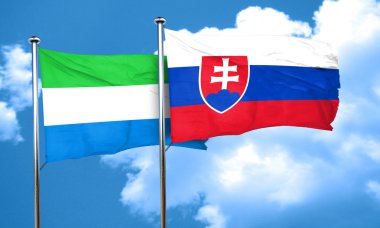 Sierra Leone bayrağı ile Slovakya bayrağı, 3d render