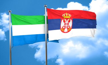 Sierra Leone bayrak Sırbistan bayrağı, 3d render ile